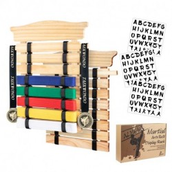 Alheka Karate Belt Display Rack (2 Pack), 8 Belts Taekwondo Belt Display Rack Made of Pine Wood, Gift for Martial Arts Learners 